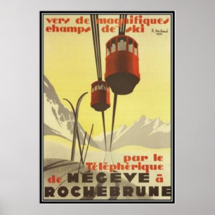 Póster Vintage Mégève, Rhône Alpes, France -