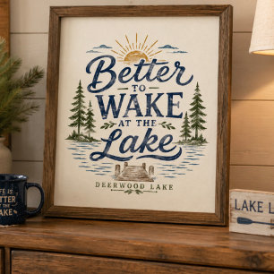 Poster Vintage Melhor Acordar Deerwood Lake