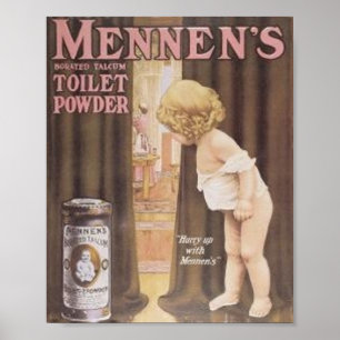 Poster Vintage Mennen's Toilet Powder Peeking in Ba
