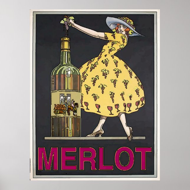 Póster Vintage Merlot Wine Maid (Frente)