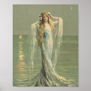 Poster Vintage Mermaid Water Maiden Sea Maiden Sereias