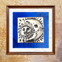 Vintage Mexicano Silver Sun e Lua em Azul