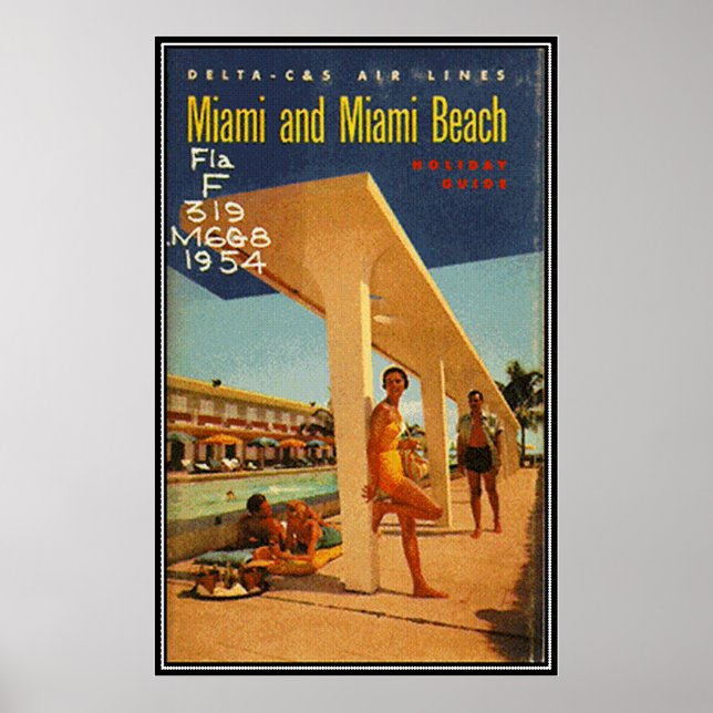 Póster Vintage Miami Beach, Florida, EUA - (Frente)
