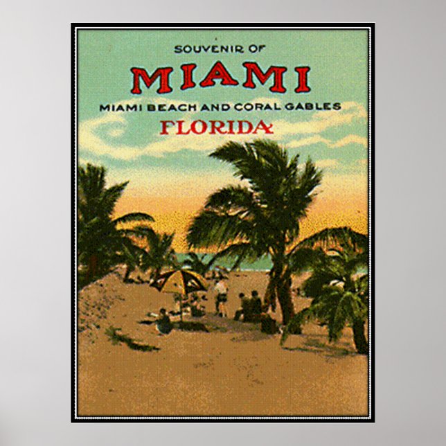 Poster Vintage Miami Beach, Florida, EUA - (Frente)