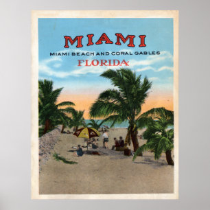 Póster Vintage Miami e viagem de Coral Gables Florida