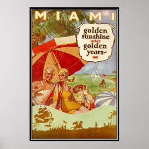 Póster Vintage Miami, Florida, EUA -