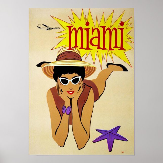 Poster Vintage Miami Florida Viagem (Frente)