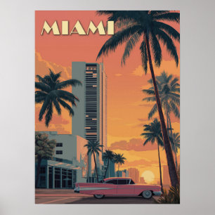 Poster Vintage Miami Florida Viagem