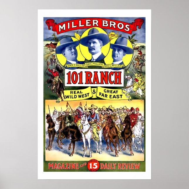 Poster Vintage Miller Bros. 101 Ranch Wild West Show (Frente)