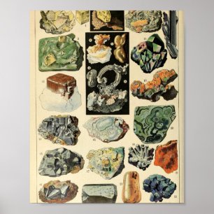 Poster Vintage Minerals Rocks Geology