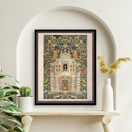 Poster Vintage Mizrach Placa Leve Judaica Fundo