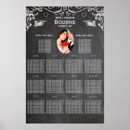 Póster Vintage Modern Chalkboard Photo Seating Chart