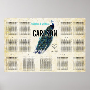 Poster Vintage Modern Peacock Seating Chart