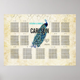 Poster Vintage Modern Peacock Seating Chart
