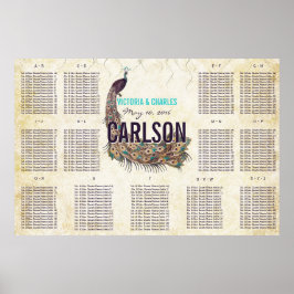 Poster Vintage Modern Peacock Seating Chart