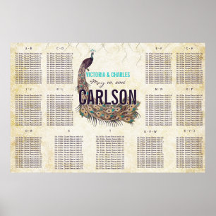 Poster Vintage Modern Peacock Seating Chart
