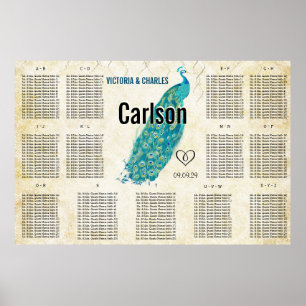 Póster Vintage Modern Peacock Seating Chart