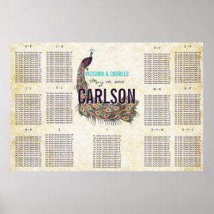 Poster Vintage Modern Peacock Seating Chart