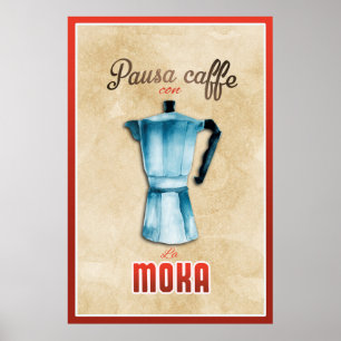 Poster Vintage Moka Coffee Maker italiano Retro