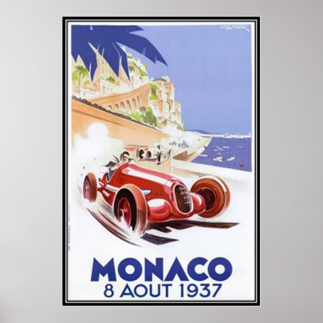 Póster Vintage Mônaco - (Frente)
