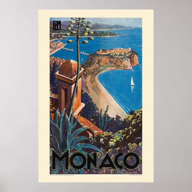 Poster vintage Mônaco PLM 1925 (Frente)