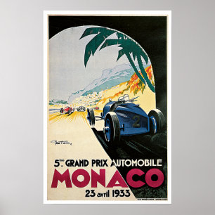 Póster Vintage Monaco Prix grande de competência