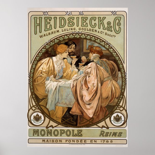 Póster Vintage Monopole, Reims Champagne Advertising Art (Frente)