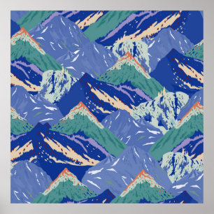 Poster vintage monta um padrão uniforme de paisagem. Escu
