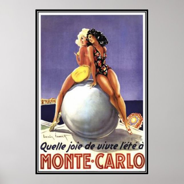 Póster Vintage Monte-Carlo, Mônaco - (Frente)