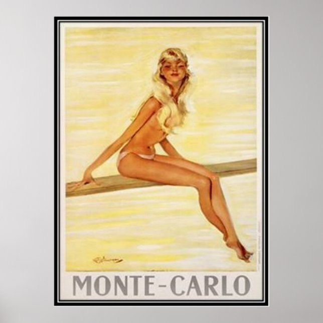 Póster Vintage Monte-Carlo, Mônaco - (Frente)