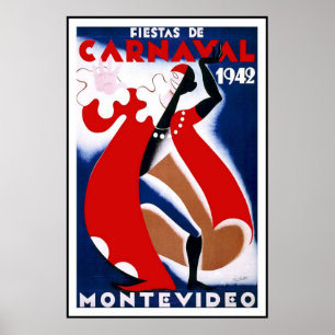 Poster vintage Montevideo Uruguai Fiestas