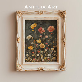 Poster Vintage Moody Dark Flower Art Victorian Floral