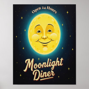 Poster Vintage Moonlight Diner