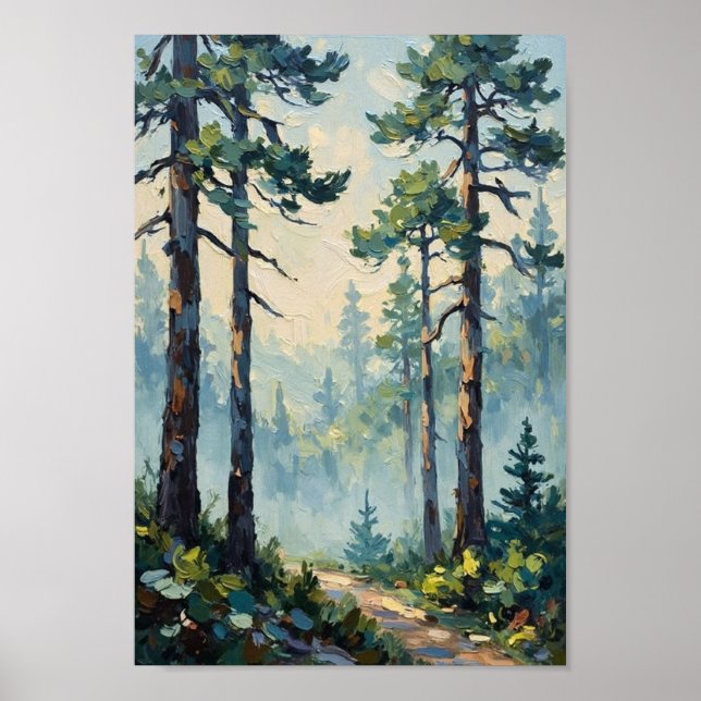 Poster Vintage Morning Mist Forest Art (Frente)