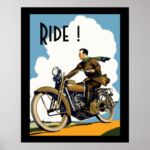 Póster Vintage Mortorcycle - passeio!