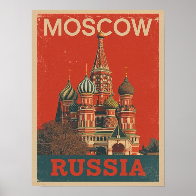 Poster Vintage Moscou Viagem (Frente)
