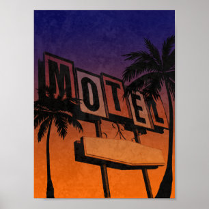 Poster Vintage Motel Sinal Sunset