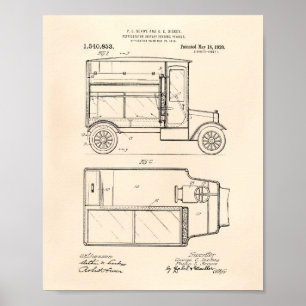 Póster Vintage Motor Vehicle 1920 Patent Art - Old Peper