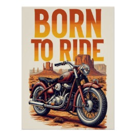 Póster Vintage Motorcycle "Born to Ride" Desert