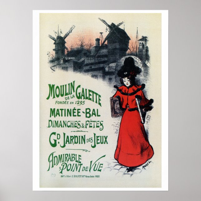 Póster Vintage Moulin de la Galette - Arte francesa (Frente)