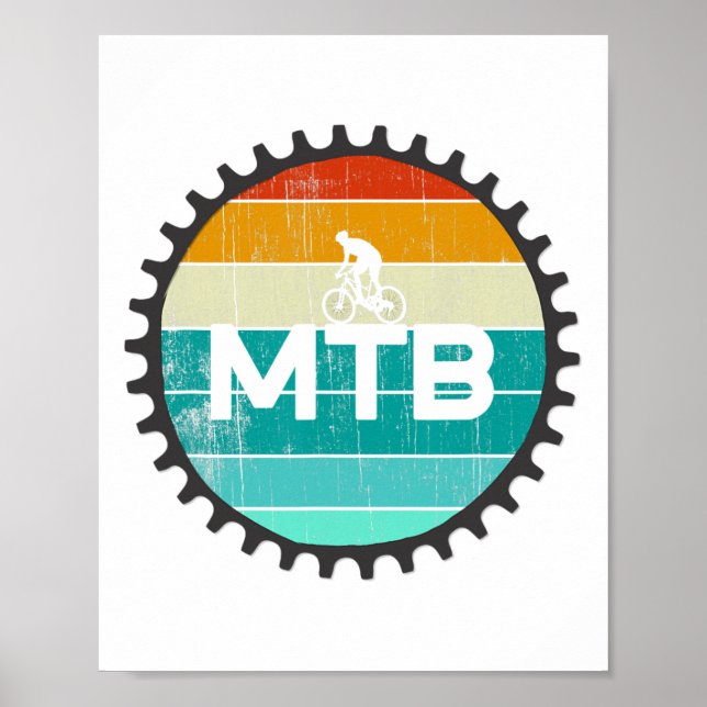 Poster Vintage Mountain Bike - Retro Downhill Mtb Biking  (Frente)