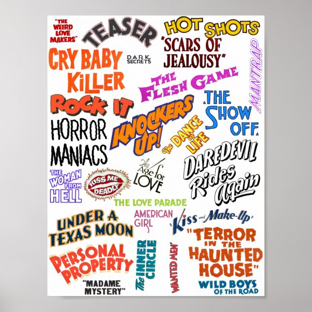 Poster Vintage Movie Cotes frases Texto Palavras (Frente)