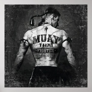 Póster Vintage Muay Thai Fighter