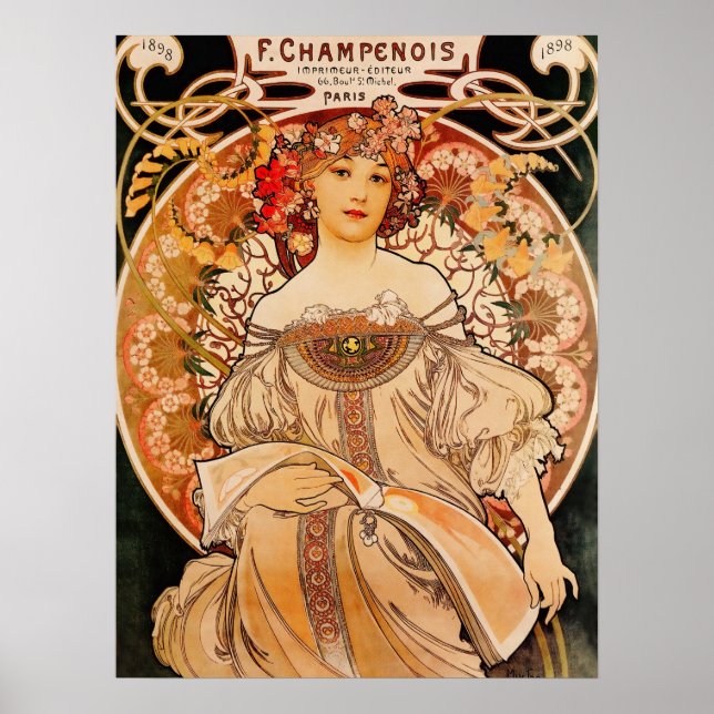 Póster Vintage Mucha Art Nouveau (Frente)