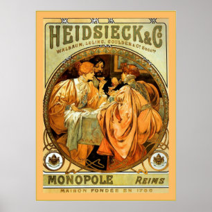 Póster Vintage Mucha Champagne de Heidsieck e de Co.