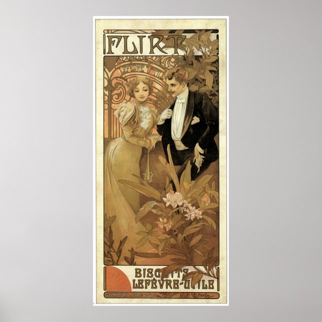 Póster Vintage Mucha Flirt Biscuits Anúncio (Frente)