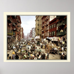 Póster Vintage Mulberry Street Nova York - foto colorida