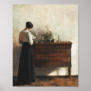Poster Vintage Mulher Leitura Acadêmica Art