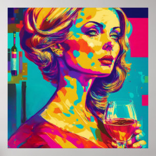 Poster Vintage Mulher segurando uma Abstrato de vidro de