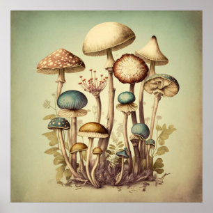 Poster Vintage Mushroom Digital Art 12